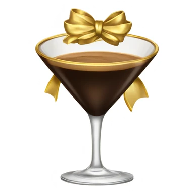gold rimmed espresso martini glass with gold bow sticker