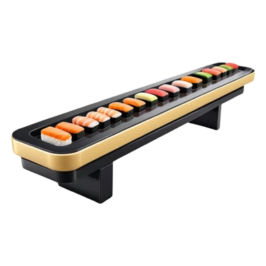 rotating sushi conveyor belt restaurant with colorful sushi plates sticker