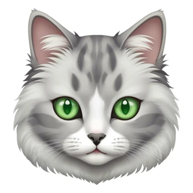 Cat grey and White with Green eyes sticker