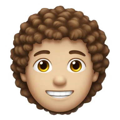 A white  boy with brunette fluffy hair , blue eyes , chubby red cheeky and nice teeth sticker