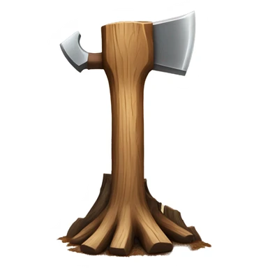 Realistic wood stump with axe chopping it sticker