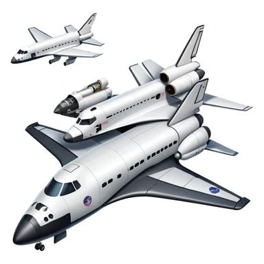 An icon featuring a collage of a space shuttle, a drone, and an airplane, symbolizing aerospace technology. The design includes rocket engines, wings, and flight paths, representing advancements in aviation and space exploration. Transparent background highlights cutting-edge aerospace engineering. sticker