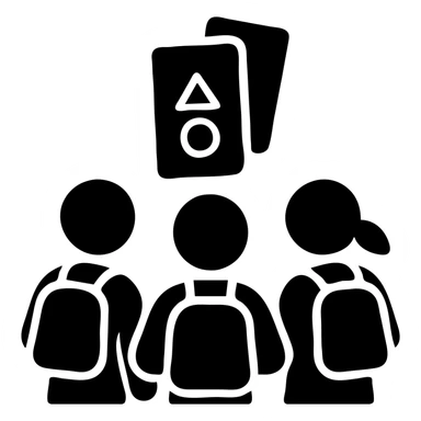 A group of school children finding Squid Game business cards in their school sticker