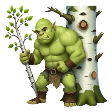 Ogre cutting down a birch tree sticker