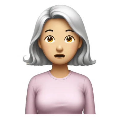 Worried, mother, Korean, Asian, sticker