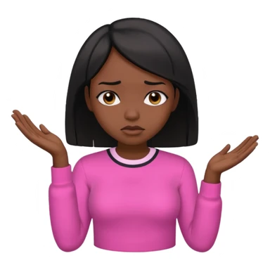 Dark skin girl asking for money with hand out make her more fabulous but still a clean look with a black bob and pink shirt  sticker