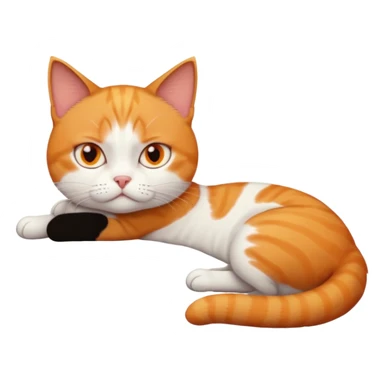 full body frowning tiny short hair ginger and white cat with orange eyes lying down sticker