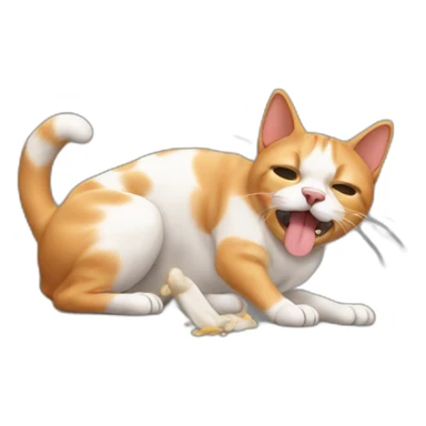 cat farting on dog's head sticker