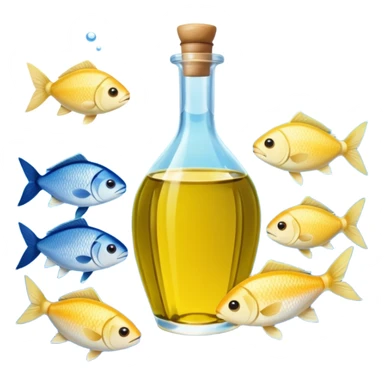 Mediterranean cuisine humanless avatar in clean emoji-style illustration. Olive oil, fish, lemon, blue and sunny colors, light and fresh mood, flat design, high contrast. sticker