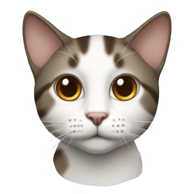 White cat with dark brown tabby tail and dark brown tabby on forehead middle parted sticker