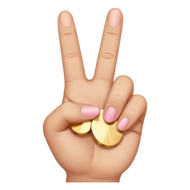 peace sign emoji but with the middle and ring fingers up instead of the index and middle finger. Keep the pinky, index, and thumb down. So the order should be pinky (down) ring finger (up) middle finger (up) index finger (down) thumb (down and on top of the index finger holding it down) sticker