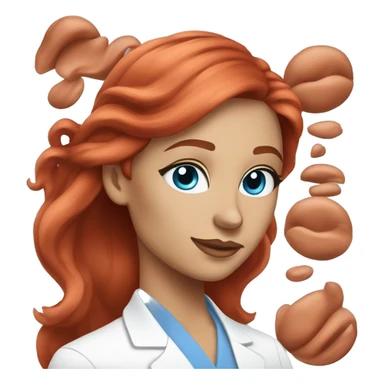 esthetician doing her skincare with long red hair and blue eyes sticker