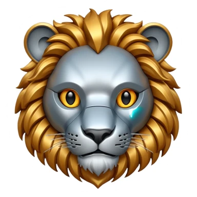 robot lion head with iron skin sticker