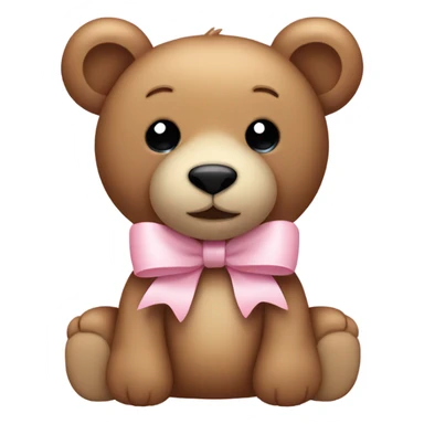 Teddy bear with light pink bow on ear sticker