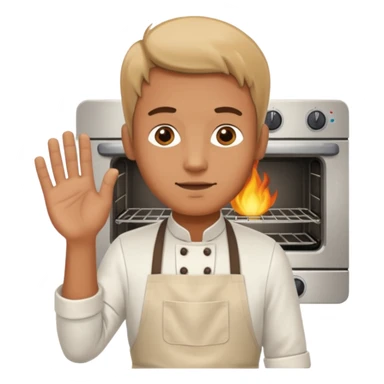 man holding Oven  sticker