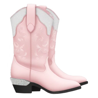 Light pink and white lined cowgirl boots with rhinestones  sticker