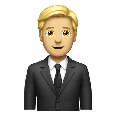 A  golden-haired  adult  male  dressed  in  a  suit. sticker