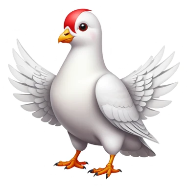 white pigeon wearing Flash costume sticker