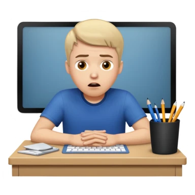 A white man sits at his desk in shock. sticker