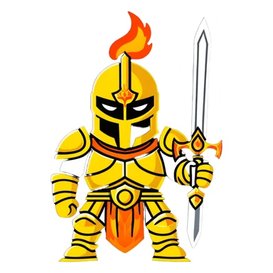 Emperor of Mankind from Warhammer 40K with golden armor and a large flaming sword sticker