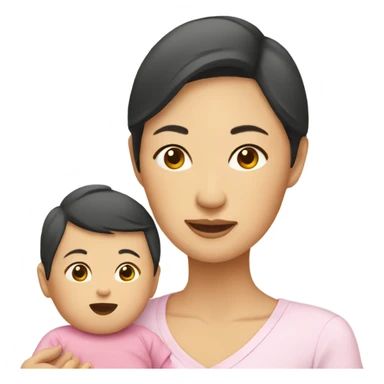 Asian mom with infant sticker