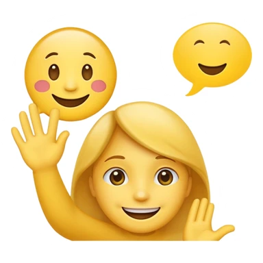 no worries emoji, smiling face with a hand wave, with a speech bubble saying 'no worries' sticker