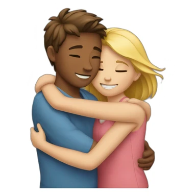 Hugging a boy and a girl sticker