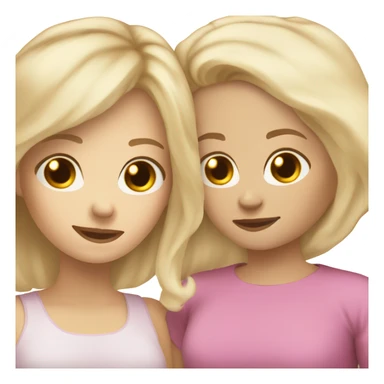 White mom blonde hair daughter brown with brown hair sleepover sticker