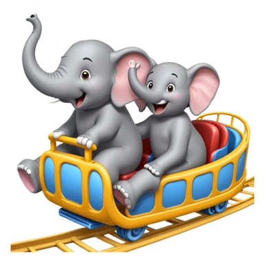 An male elephant and a female elephant is riding on a roller coaster  sticker