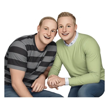smiling boys in striped shirts sticker
