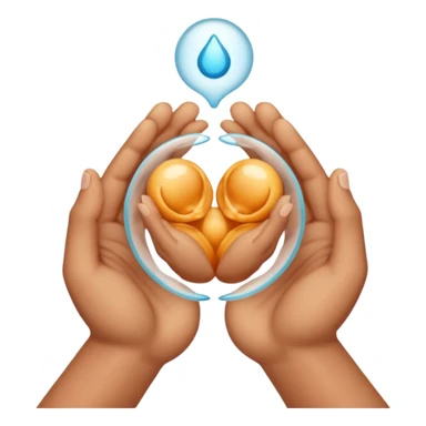 two hands gently holding an embryo symbol sticker