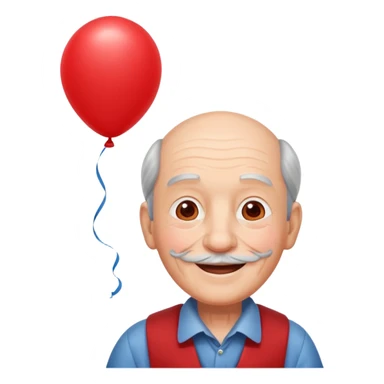 Grandpa floating with balloon sticker