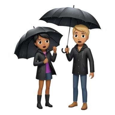 A person stands in the rain holding an umbrella, while another person outside of the umbrella (the narcissist) screams at the storm, getting drenched. The first person looks calm and dry, choosing to protect themselves rather than fight the uncontrollable.  sticker