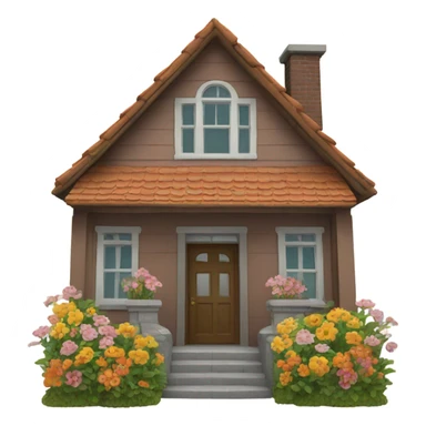 House with flowers in front  sticker