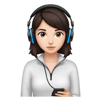 girl with dark brown hair and a black gaming headset  sticker