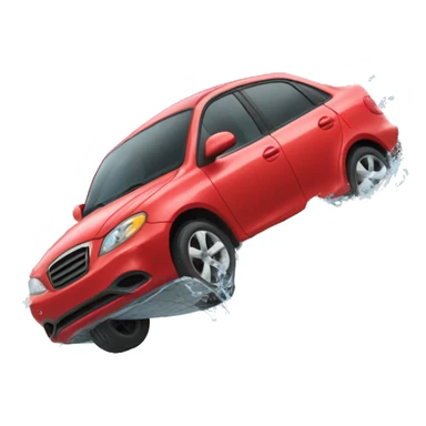 red car falls to water sticker