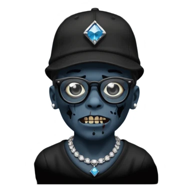 Zombie with black glasses dodger hat and diamond necklace sticker