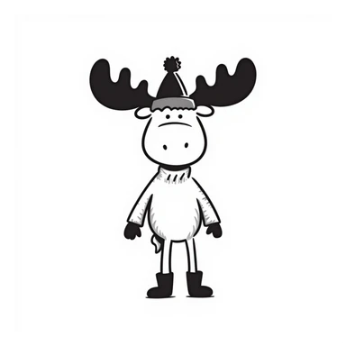 Hand drawn doodle style moose sticker
