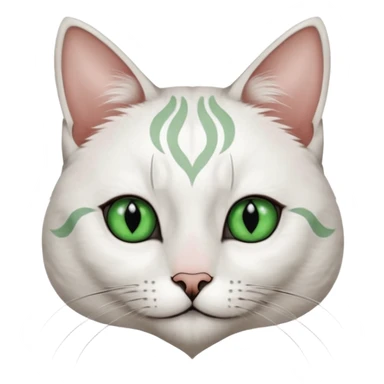 Haz una gata de ojos verdes la cara blanca con mancha negra en las orejas que agarra parte de la frente del lado der pero del iz va desde el ojo hasta la oreja la mancha, tiene la nariz negra en forma de corazón y todo lo que sobra de la cara, barbilla la nariz arriba y el lado de bigotes es blanca sticker