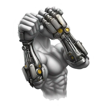 Cyborg arm only flexing bicep and shoulder with gears and shocks sticker