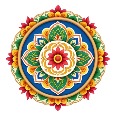 generate a bengali kulo with alpona design inside it sticker