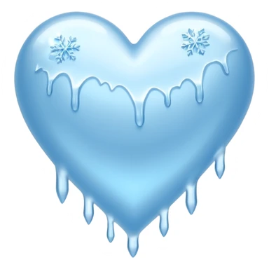 An ice blue heart with frost spidering across it and ice crystals dripping from it sticker