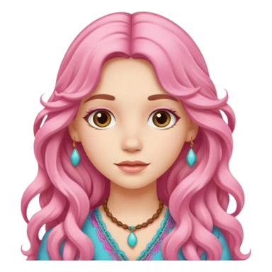 Pink boho girl with long hair sticker