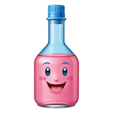 Smiling bottle of oil pink with silly face tongue out blue top sticker