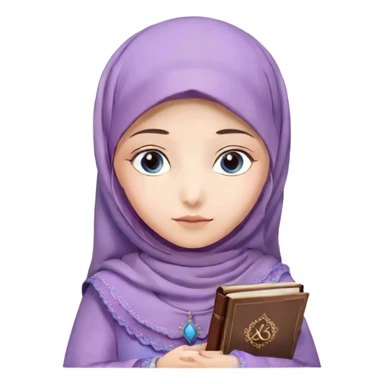 Turkish beautiful finish Konya girl blue eyes with hijab and lilac flower dress have Quran  sticker