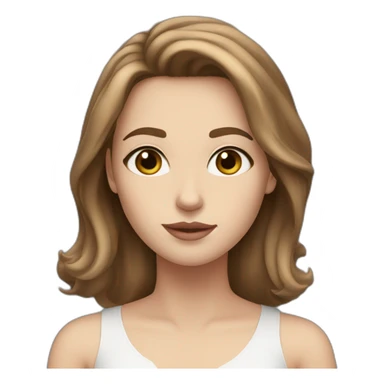 a white girl with shoulder length brown hair, blue eyes, small rosy lips sticker
