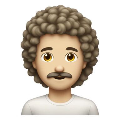 White boy with fluffy hair a little mustache  sticker