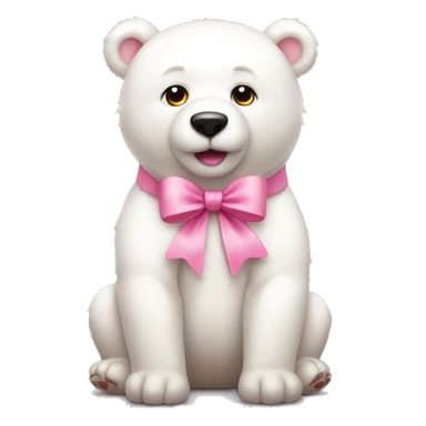 cute white bear with a pink bow on its right ear sticker