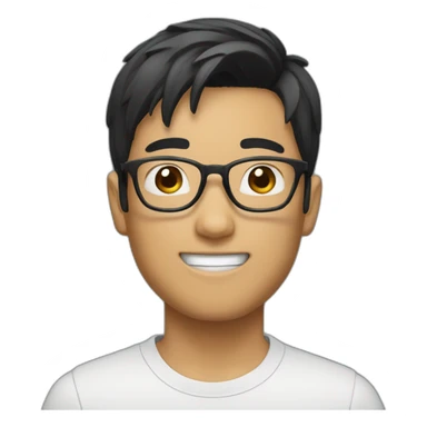 bowlcuthair asianboy with glasses sticker