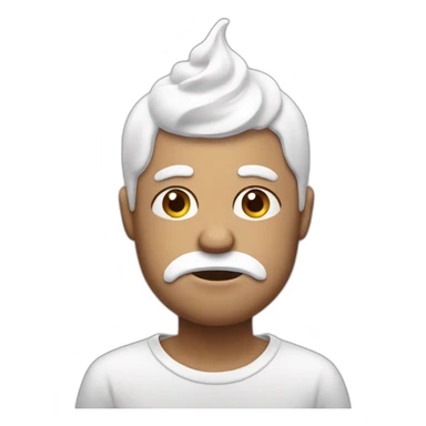 Sad man with yogurt on face sticker